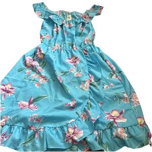 Live Honolulu Dress Womens Medium Blue Tropical Vintage Floral Tree